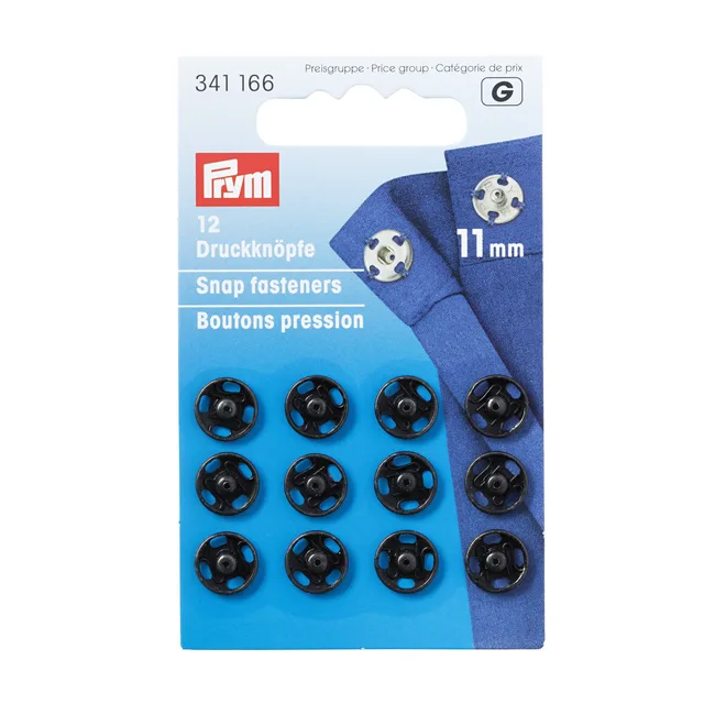 Tryckknappar 11mm Svarta 12st. par