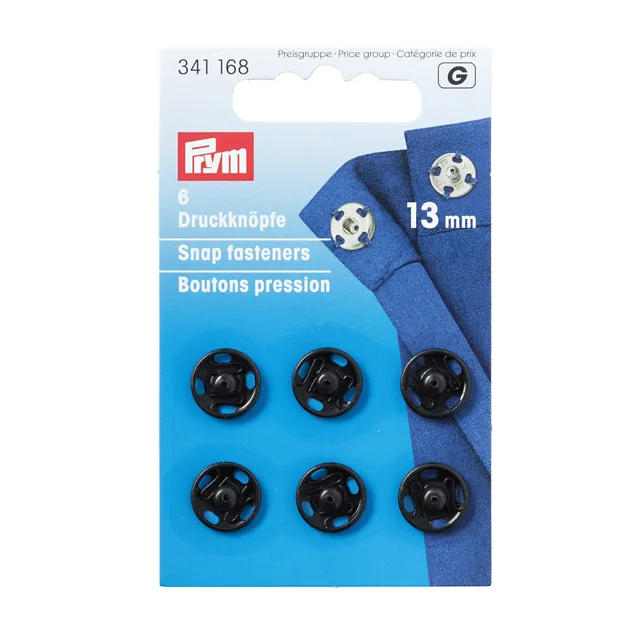 Tryckknappar 13mm Svarta 6st. par