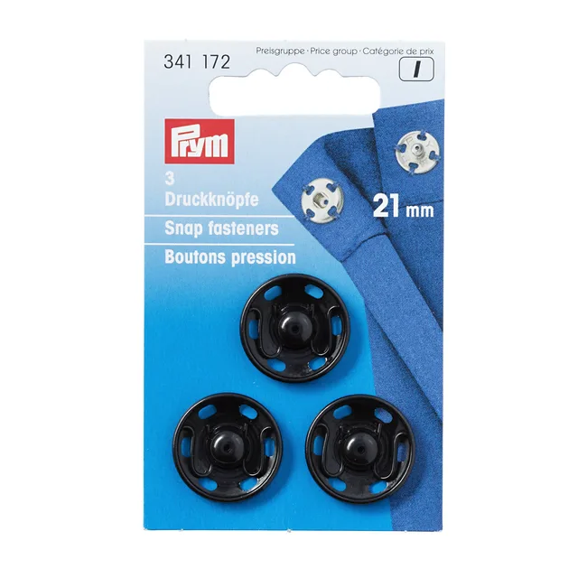 Tryckknappar 21mm Svarta 3st par
