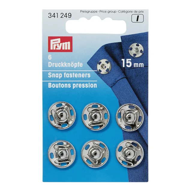 Tryckknappar 15mm Silver 6st par