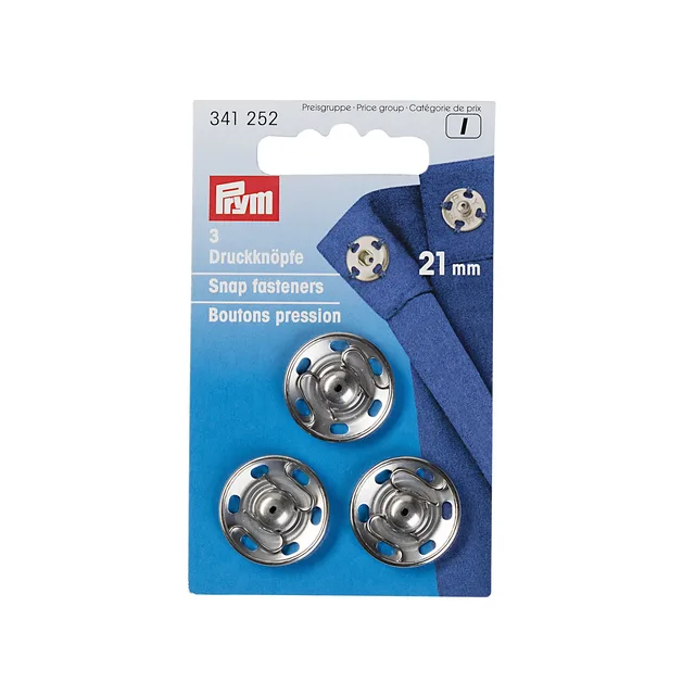 Tryckknappar 21mm Silver 3st par