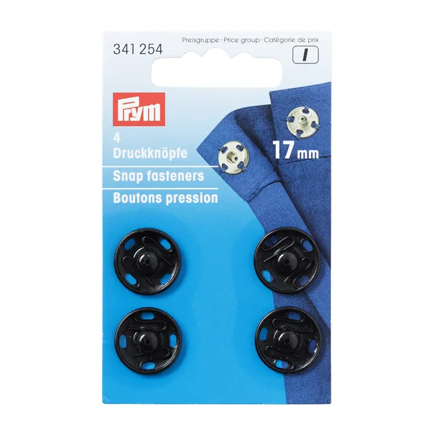 Tryckknappar 17mm Svarta 4st par