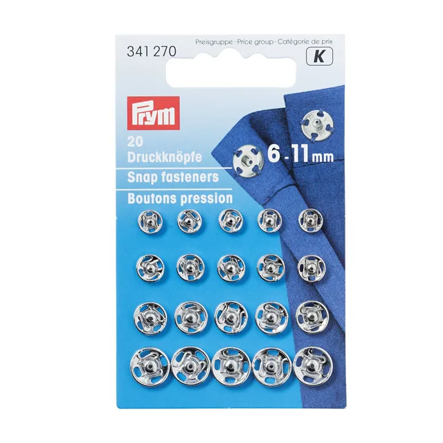Tryckknappar 6-11 mm Mix Silver 20st par