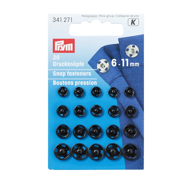 Tryckknappar 6-11 mm Mix Svarta 20st par