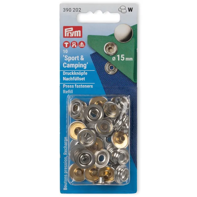 Nittryckknapp 15mm "Sport & Camping" Refil 10st Silver
