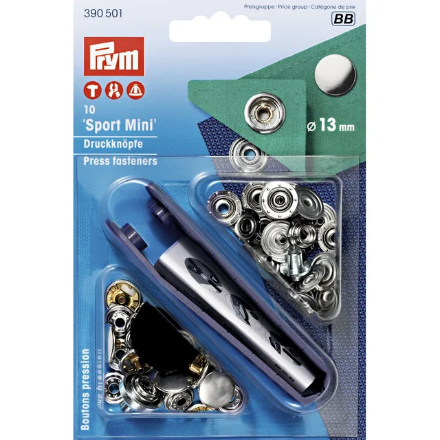 Nittryckknapp "Sport Mini" 13mm 10st Silver
