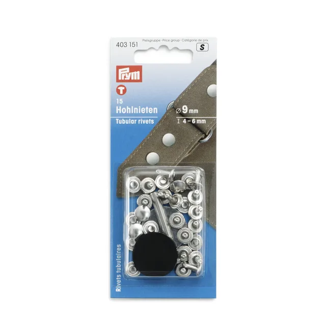 Lädernitar 9mm passar 4-6mm tjockt material,15st.