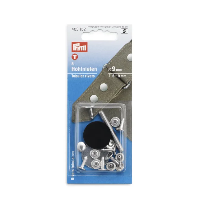 Lädernitar 9mm passar 6-9mm tjockt material, 5st.
