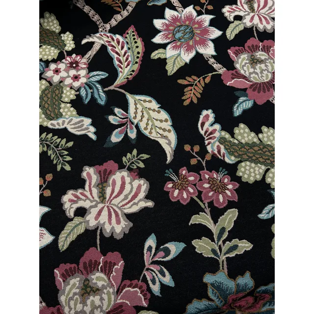 Jacquard - Blommigt på svart botten
