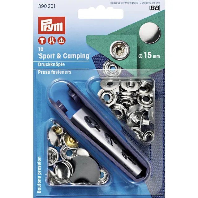 Nittryckknappar "sport & camping" 15mm - 10st