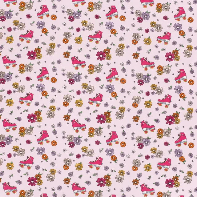 Mönstrad bomullstrikå – Rullskridskor rosa botten