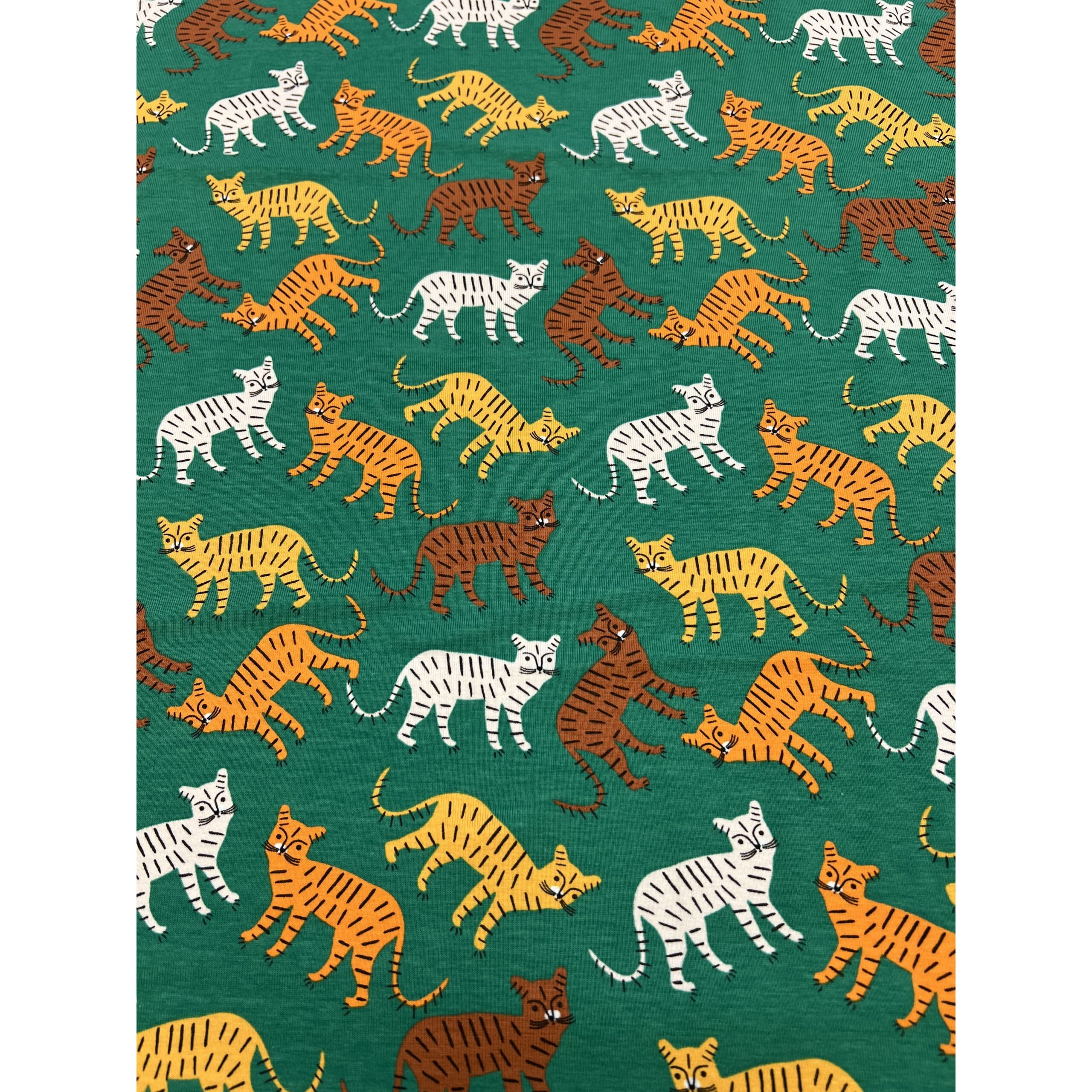 Mönstrad bomullstrikå - Tigrar grön botten